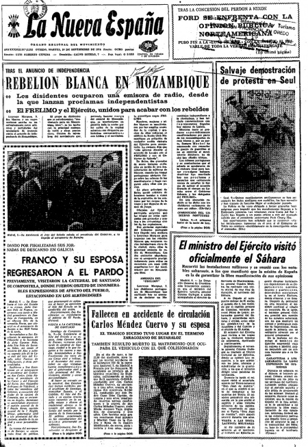 Portada Martes 10 de  de 1974