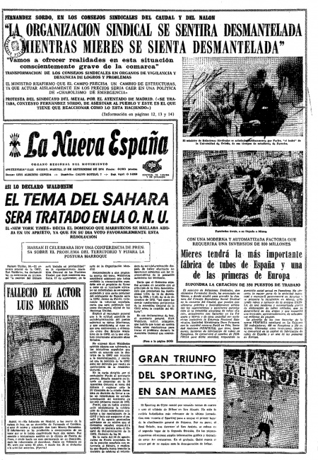 Portada Martes 17 de  de 1974