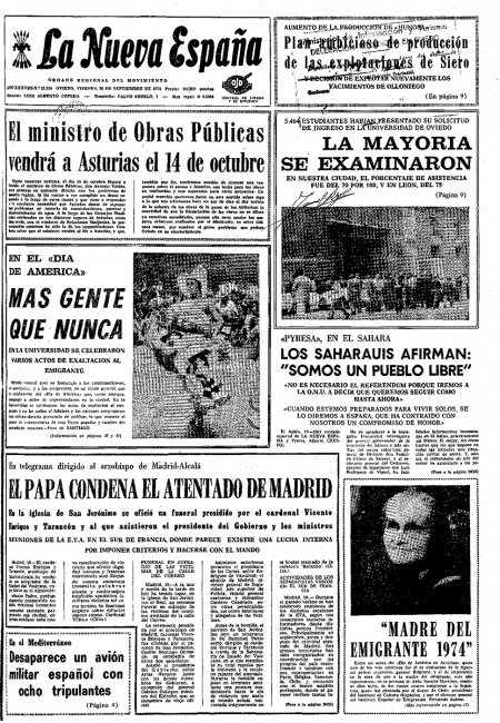 Portada Viernes 20 de  de 1974