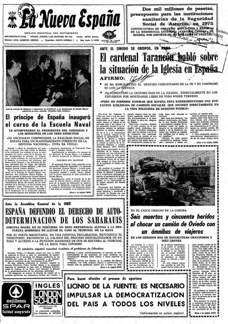 Portada Jueves 3 de Octubre de 1974