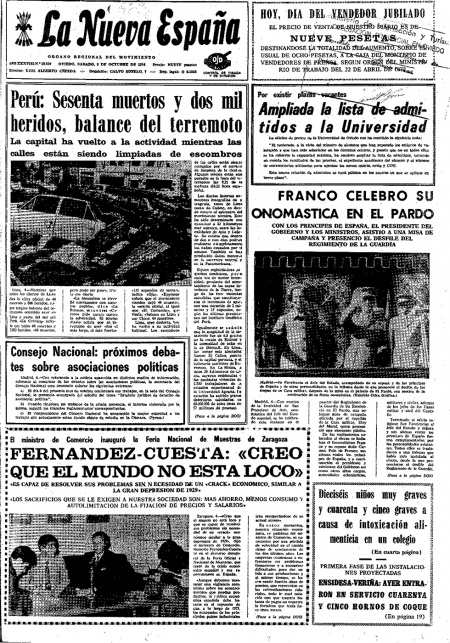 Portada Sábado 5 de Octubre de 1974