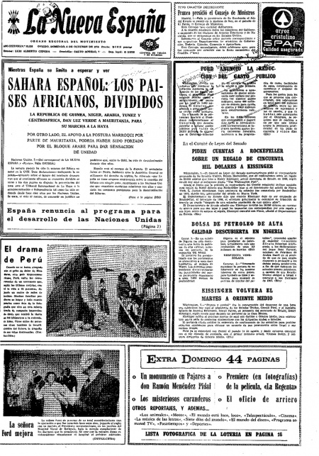 Portada Domingo 6 de Octubre de 1974