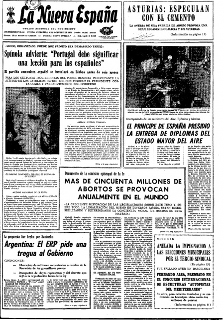 Portada Miércoles 9 de Octubre de 1974