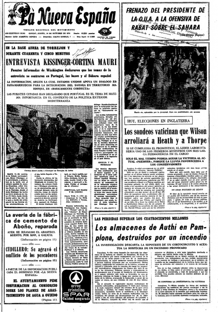 Portada Jueves 10 de Octubre de 1974