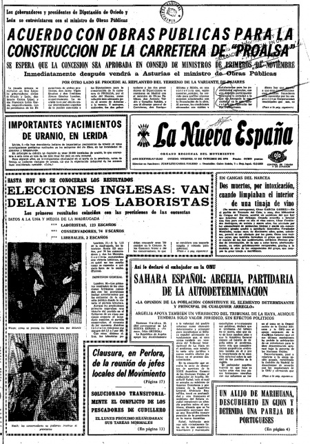 Portada Viernes 11 de Octubre de 1974