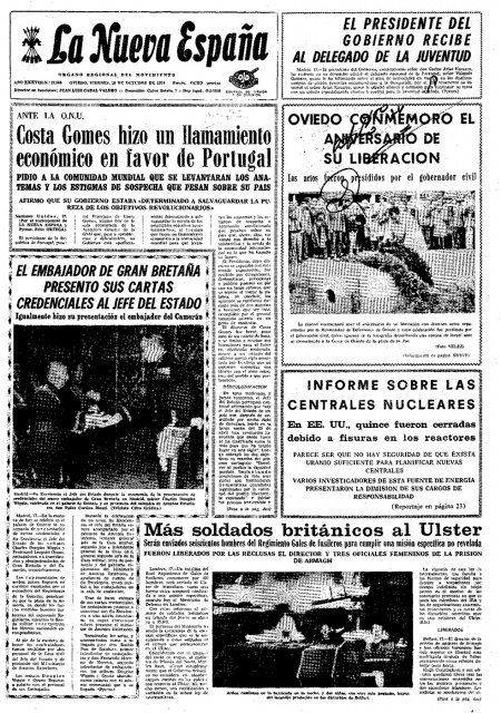 Portada Viernes 18 de Octubre de 1974