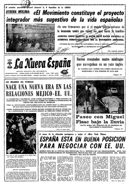 Portada Martes 22 de Octubre de 1974