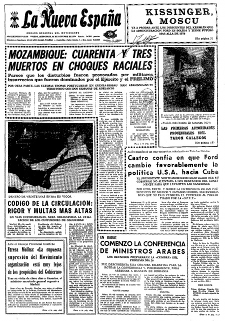 Portada Miércoles 23 de Octubre de 1974