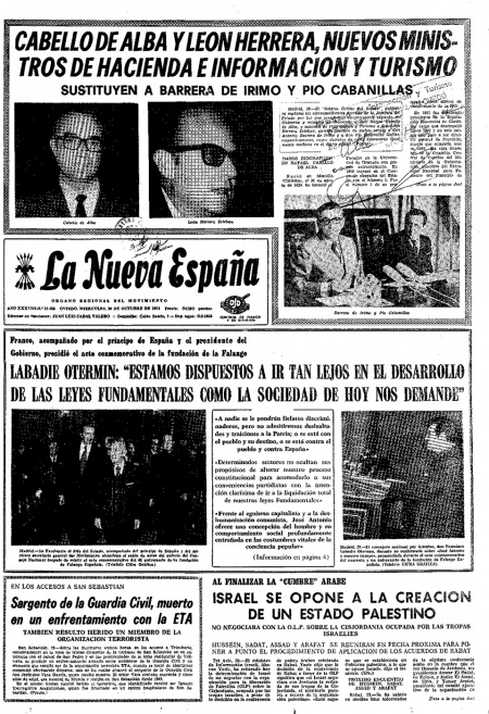 Portada Miércoles 30 de Octubre de 1974