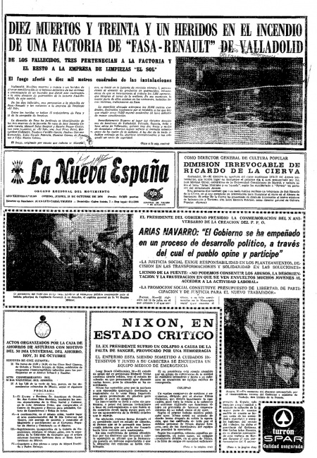 Portada Jueves 31 de Octubre de 1974