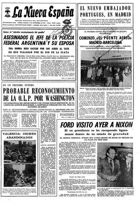 Portada Sábado 2 de Noviembre de 1974