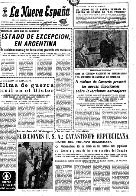 Portada Jueves 7 de Noviembre de 1974