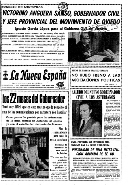 Portada Sábado 9 de Noviembre de 1974