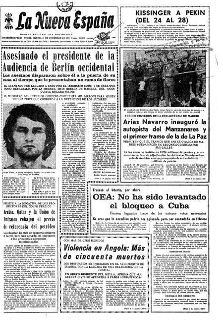Portada Martes 12 de Noviembre de 1974