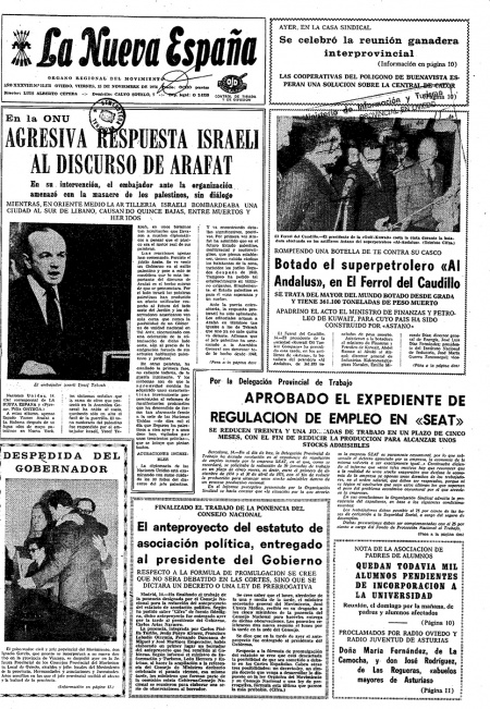 Portada Viernes 15 de Noviembre de 1974