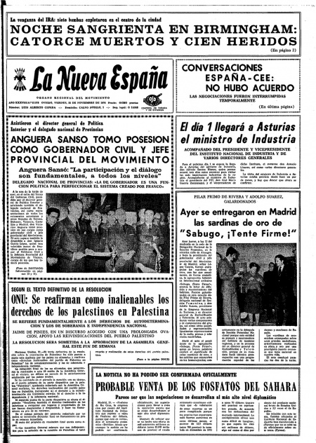 Portada Viernes 22 de Noviembre de 1974