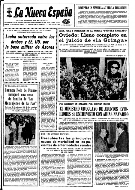 Portada Miércoles 27 de Noviembre de 1974