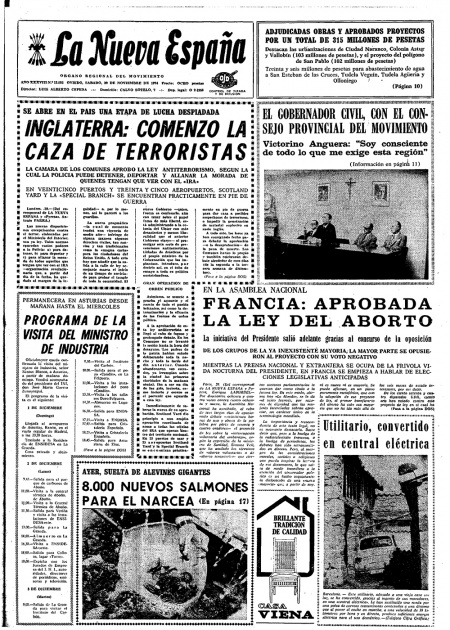 Portada Sábado 30 de Noviembre de 1974