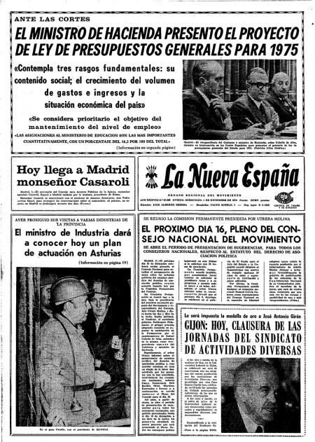 Portada Miércoles 4 de Diciembre de 1974