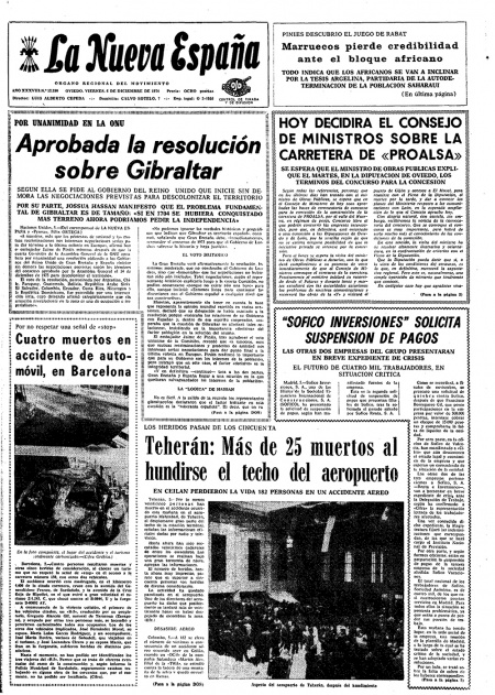 Portada Viernes 6 de Diciembre de 1974