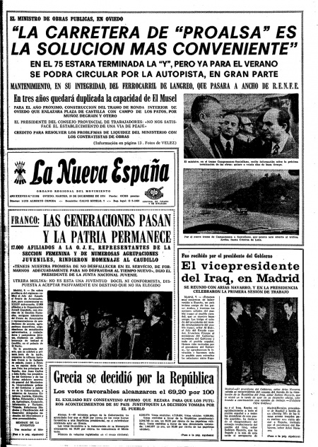 Portada Martes 10 de Diciembre de 1974