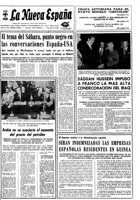 Portada Viernes 13 de Diciembre de 1974