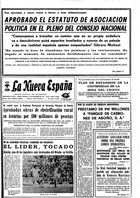 Portada Martes 17 de Diciembre de 1974