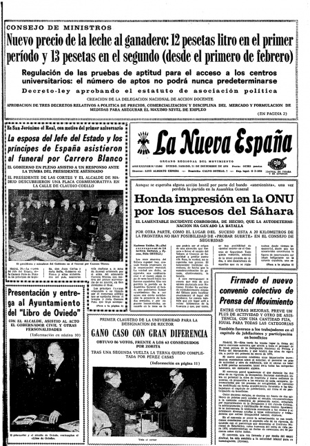 Portada Sábado 21 de Diciembre de 1974