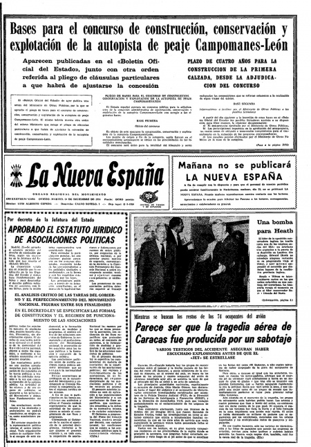 Portada Martes 24 de Diciembre de 1974