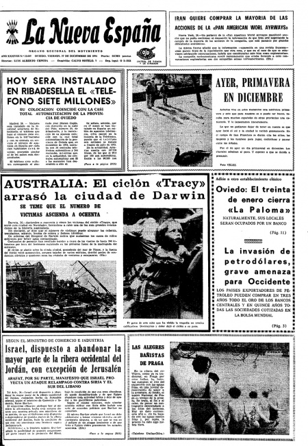 Portada Viernes 27 de Diciembre de 1974
