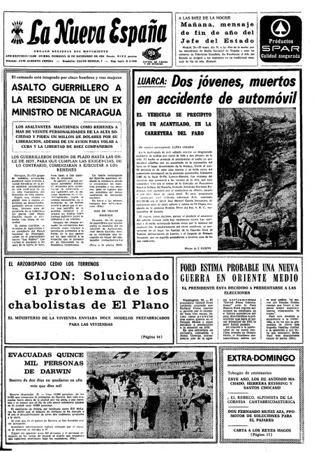 Portada Domingo 29 de Diciembre de 1974