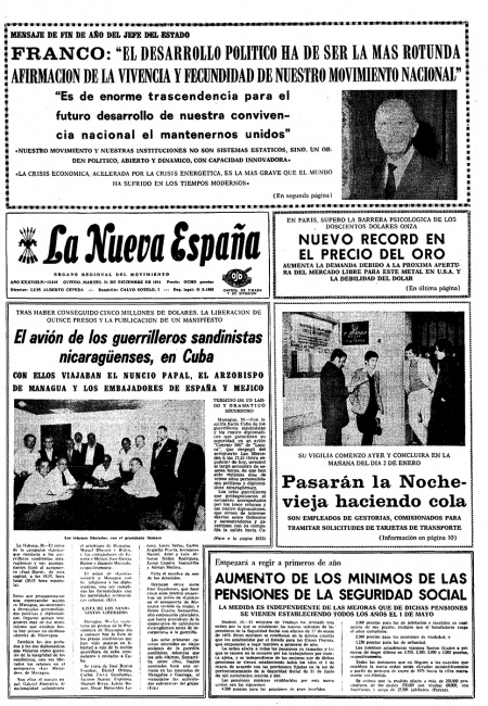 Portada Martes 31 de Diciembre de 1974
