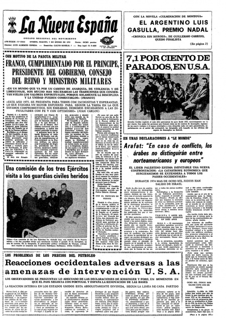 Portada Martes 7 de  de 1975