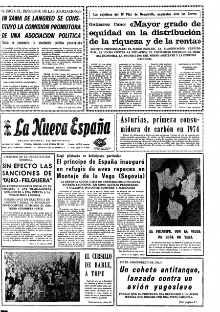 Portada Martes 14 de  de 1975