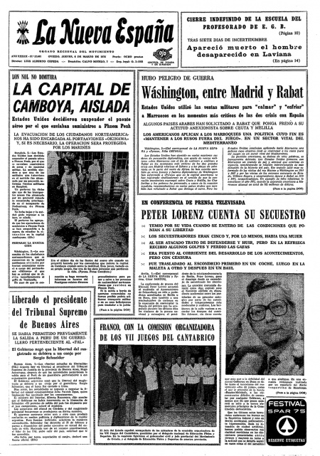 Portada Jueves 6 de  de 1975