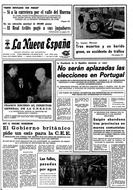 Portada Miércoles 19 de  de 1975