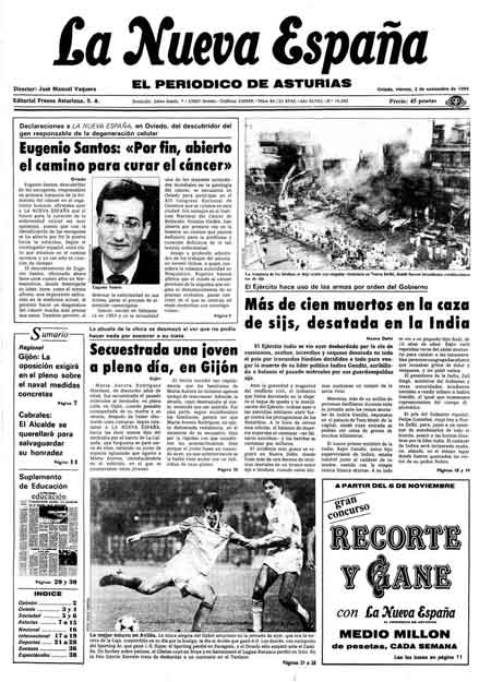 Portada Viernes 2 de Noviembre de 1984