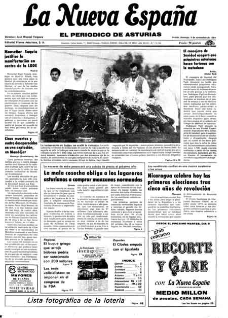 Portada Domingo 4 de Noviembre de 1984
