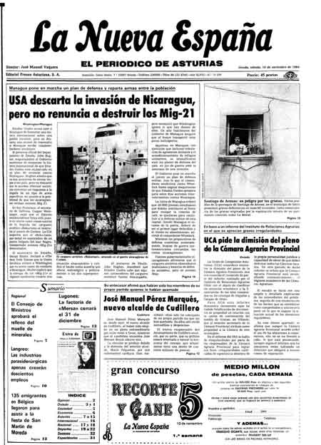 Portada Sábado 10 de Noviembre de 1984