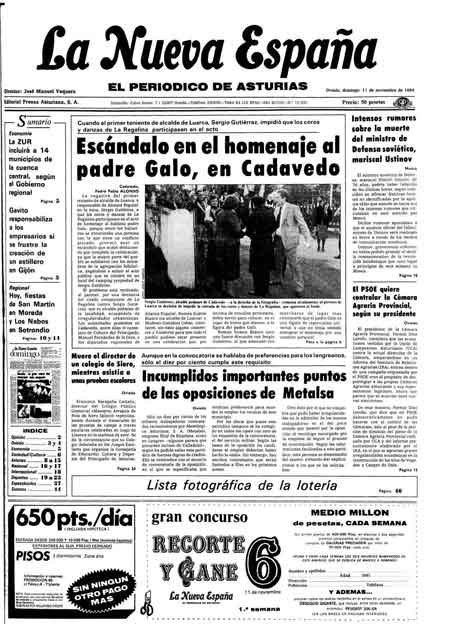 Portada Domingo 11 de Noviembre de 1984