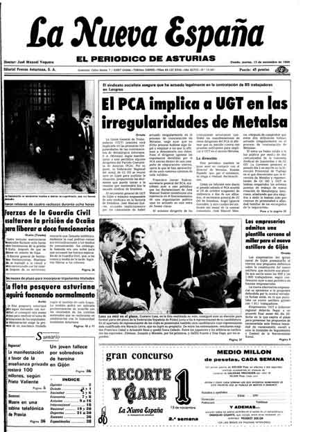 Portada Martes 13 de Noviembre de 1984