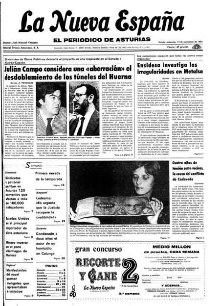Portada Miércoles 14 de Noviembre de 1984