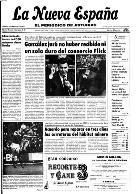 Portada Jueves 15 de Noviembre de 1984