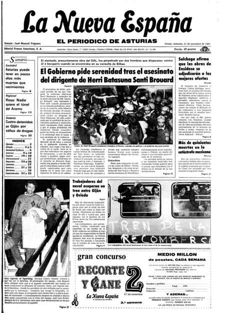 Portada Miércoles 21 de Noviembre de 1984