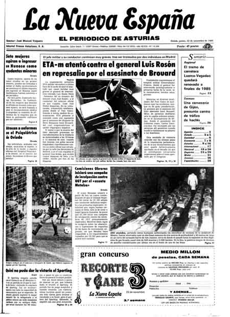 Portada Jueves 22 de Noviembre de 1984