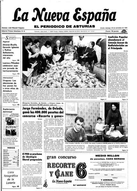 Portada Domingo 25 de Noviembre de 1984