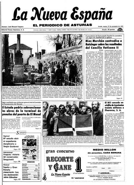 Portada Martes 27 de Noviembre de 1984