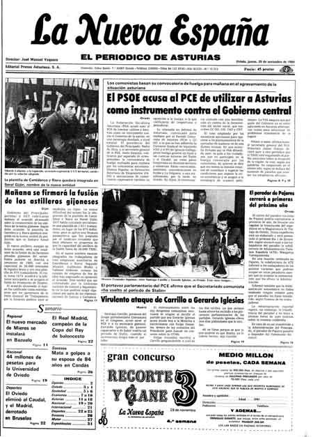 Portada Jueves 29 de Noviembre de 1984
