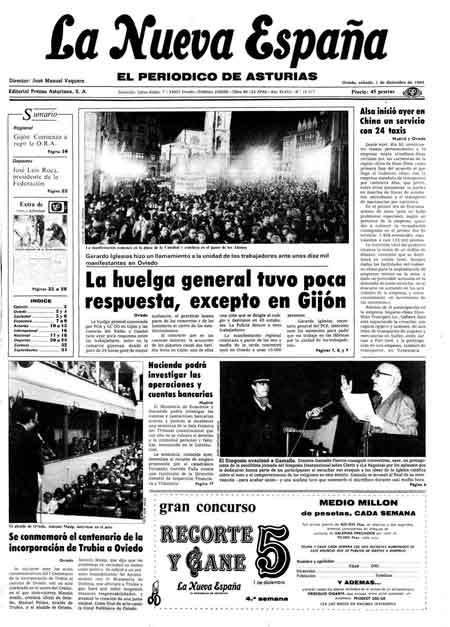 Portada Sábado 1 de Diciembre de 1984