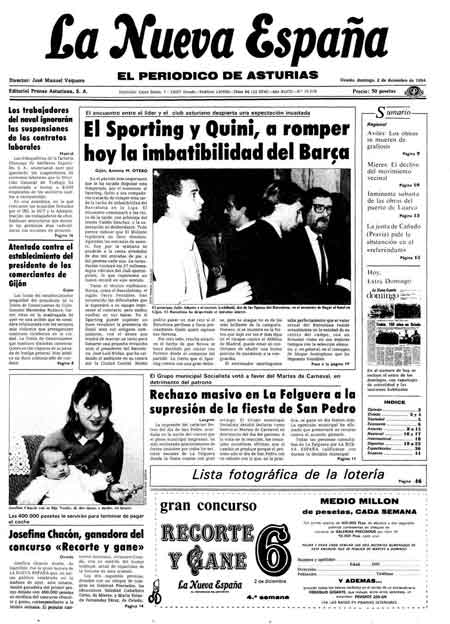 Portada Domingo 2 de Diciembre de 1984